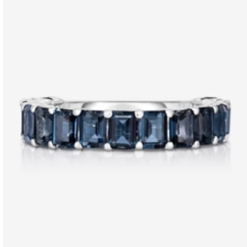 PETITE EMERALD CUT LONDON BLUE TOPAZ RING